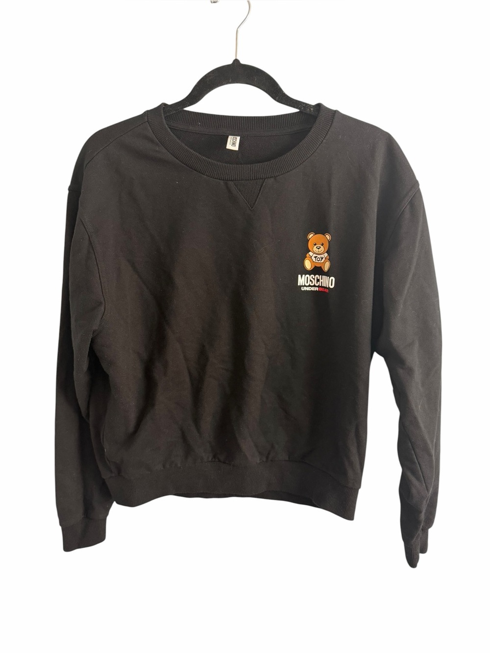 Moschino Cotton Sweatshirt With Teddy Bear Emblem Black